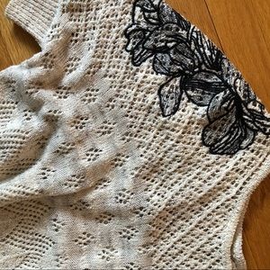Anthropologie Embroidered Tunic Sweater